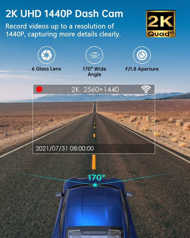 Q2-Dash Cam WiFi 1440P Car Camera