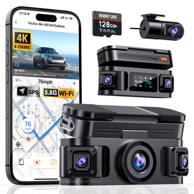 KEYROO 4 Channel Wi-Fi 4K GPS Dash Cam