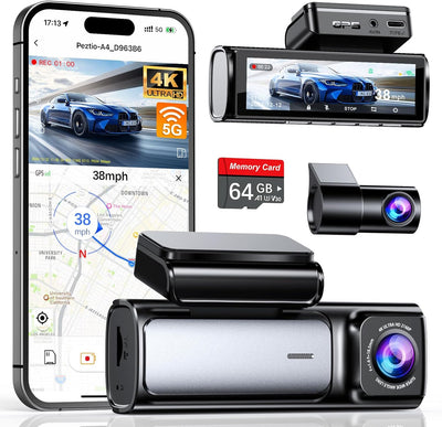 Affver A4 Dual Dash Cam 4K+1080P/5G WiFi/GPS